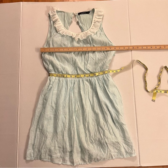 Ark & Co Babydoll Fairy Coquette Dress Chiffon Sheen Cutout Back Mini Sky Blue S - Picture 11 of 11